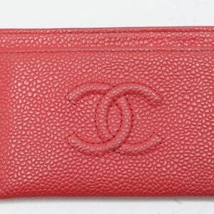 Chanel Caviar Timeless CC Card Holder Red